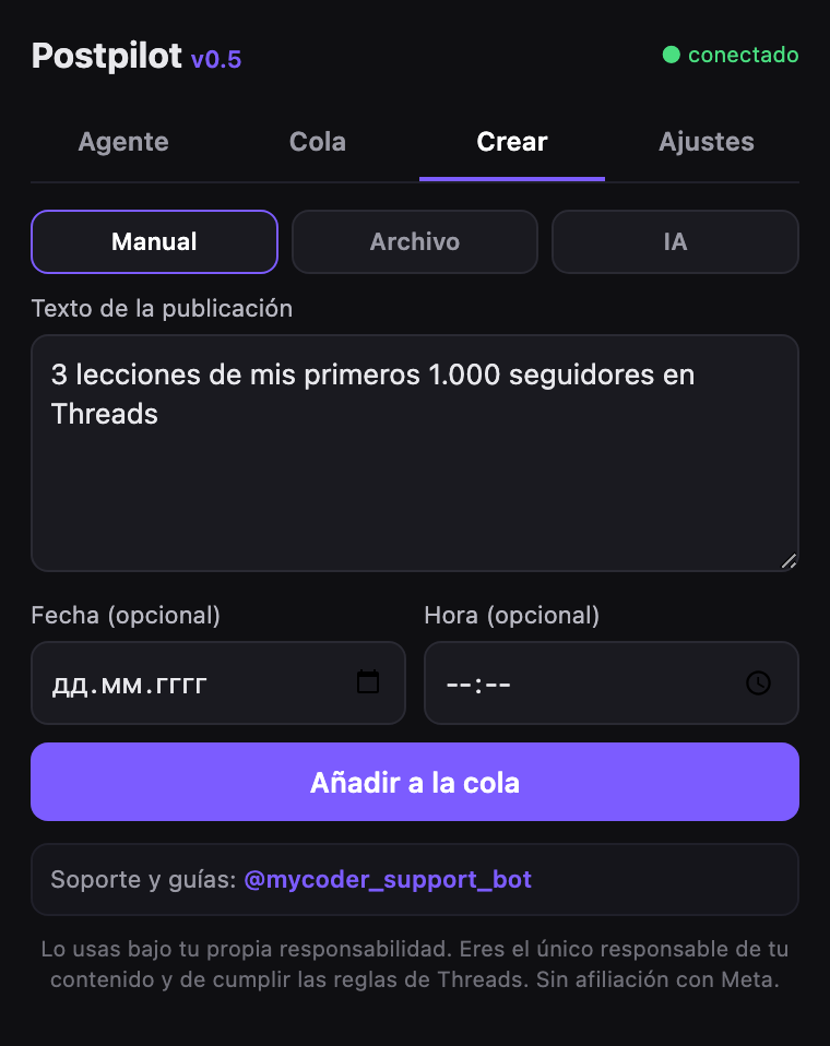 Postpilot — Escribe o importa tus posts