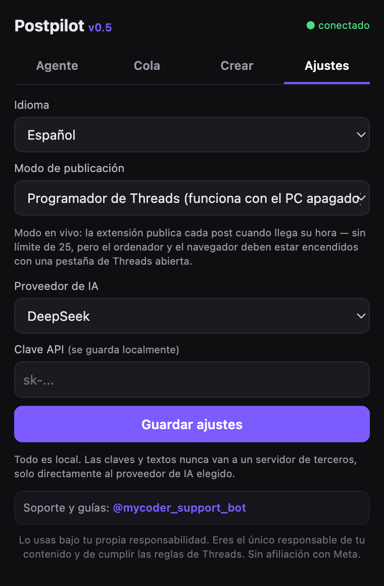 Postpilot — Tu clave, tu proveedor, todo local