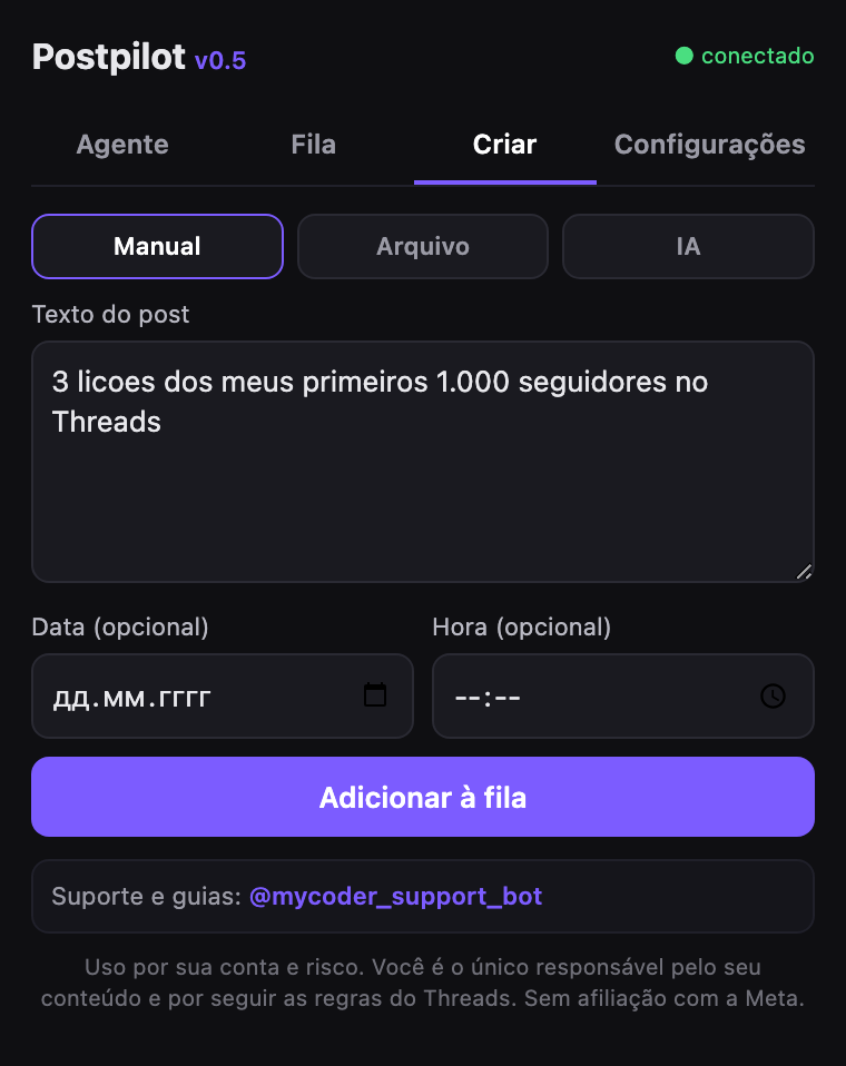 Postpilot — Escreva ou importe seus posts