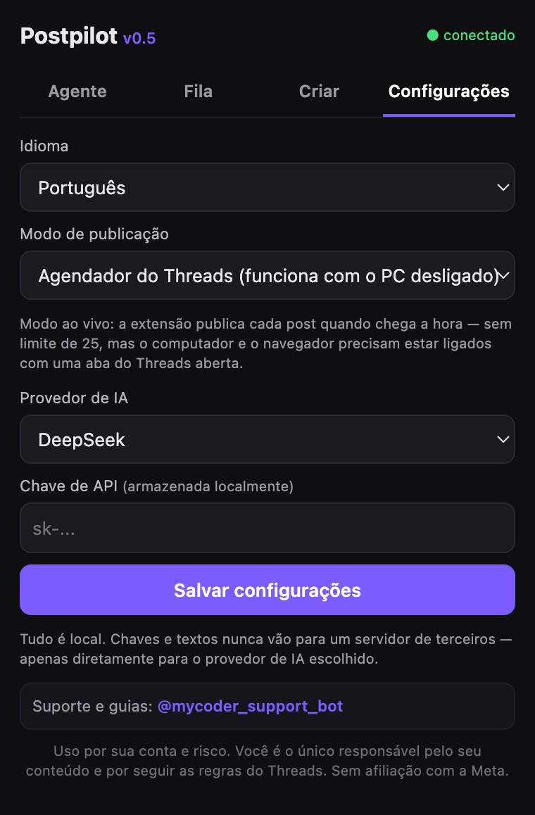 Postpilot — Sua chave, seu provedor, tudo local
